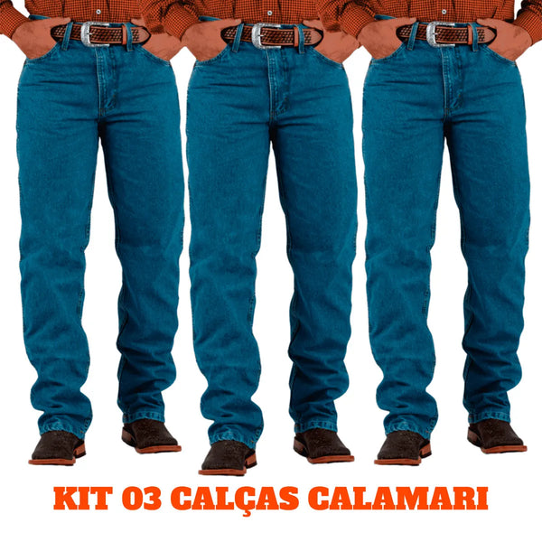 KIT 3 CALÇAS JEANS COUNTRY + CINTO DE BRINDE